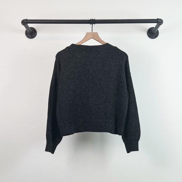 NWT Vero Moda Doffy V-Neck Puff Sleeve Cardigan Sweater in Dark Grey - Picture 4 of 6